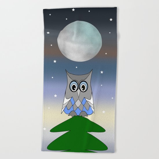 Moon Owl Beach Towel