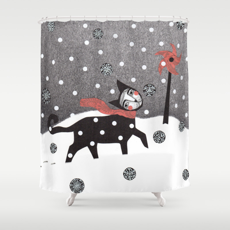 Snow Cat Shower Curtain By Judithclay Society6