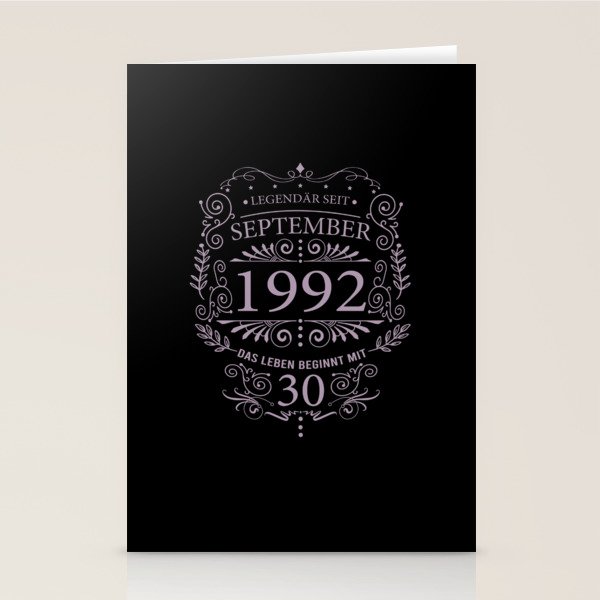 Lustige Sprüche zum 30. Geburtstag September 1992 Stationery Cards by