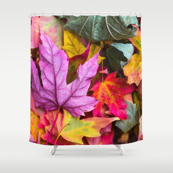 Leaf, Purple, Fall, Red Shower Curtain