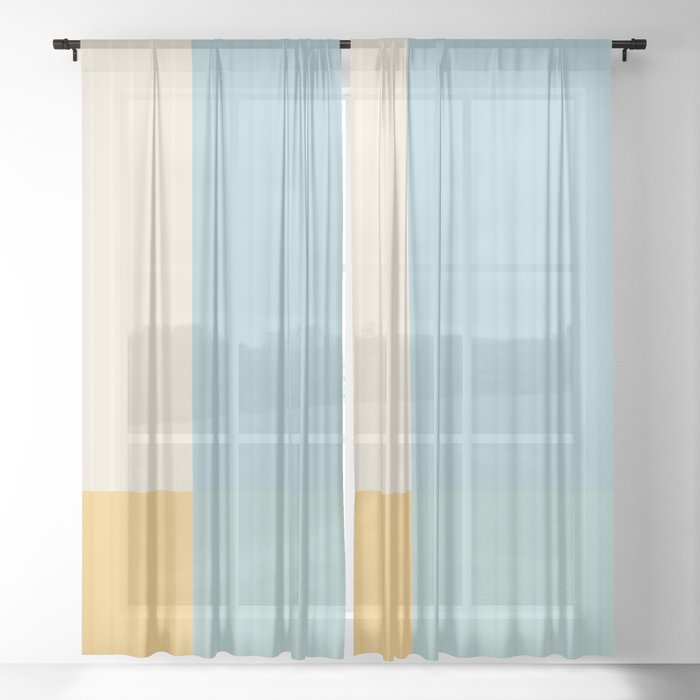 Color Block Line Abstract III Sheer Curtain