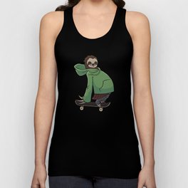 Sloth Skateboarding Unisex Tank Top