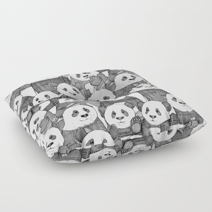 just panda bears black white Floor Pillow