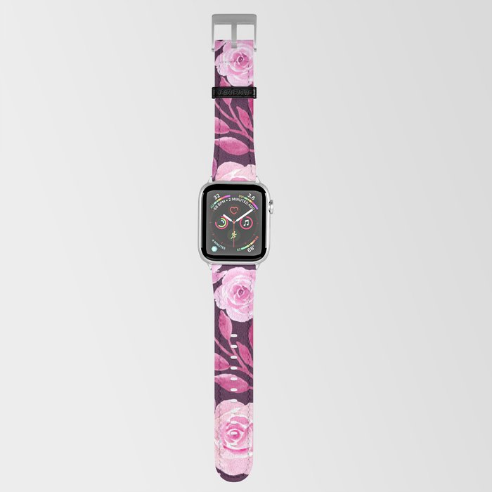 Pink Watercolor Roses - Dark Florals Apple Watch Band