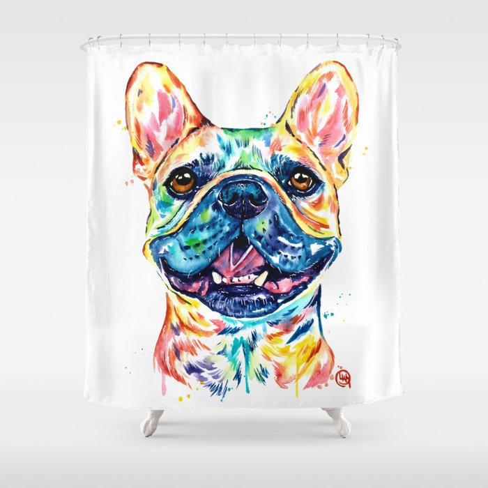French Bulldog Watercolor Painting By Lisa Whitehouse Shower Curtain