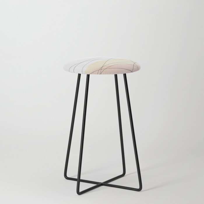 Abstract pastel shapes and lines Counter Stool