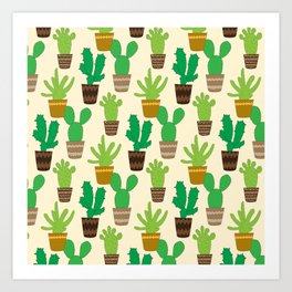 Cactus Pattern Art Print | Garden, Cactuslover, Digital, Green, Graphicdesign, Cactus, Cacti, Greenpattern, Succulents, Plantslovers 