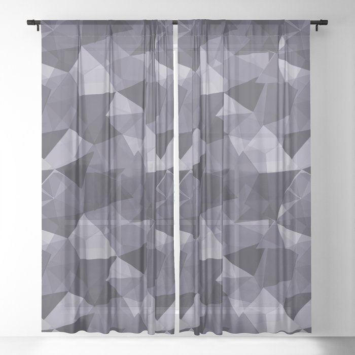 Abstract Geometrical Triangle Patterns 4 VA Mystical Purple - Metropolis Lilac - Dried Lilacs Sheer Curtain