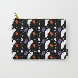 Halloween Cute spooky black white orange purple ghosts Carry-All Pouch