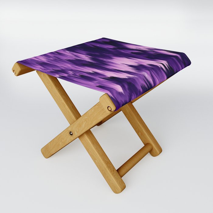 Modern Abstract Purple Lavender Coral Ombre Brushstrokes Ikat Folding Stool