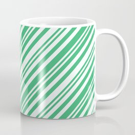 [ Thumbnail: Mint Cream and Sea Green Colored Lines Pattern Coffee Mug ]