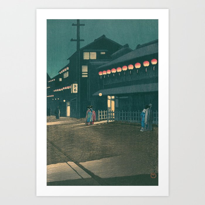 Evening At Soemoncho, Osaka - Vintage Japanese Woodblock Print Art By Hasui Kawase Art Print