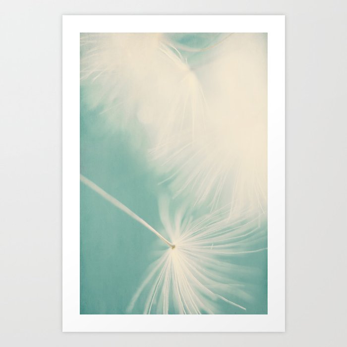 flower photography - dandelion - mint green - pastel floral Art Print