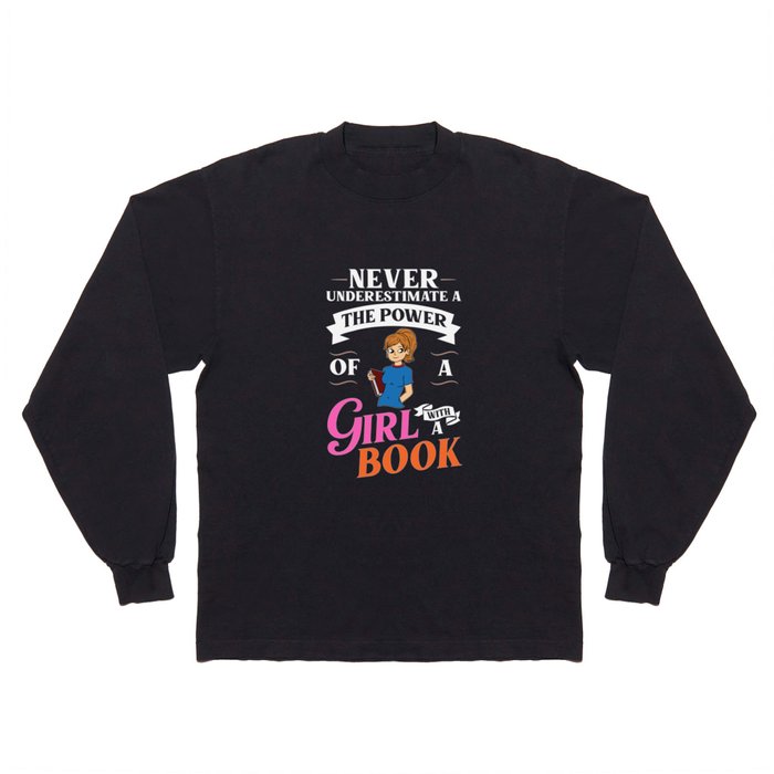 Book Girl Reading Women Bookworm Librarian Reader Long Sleeve T Shirt