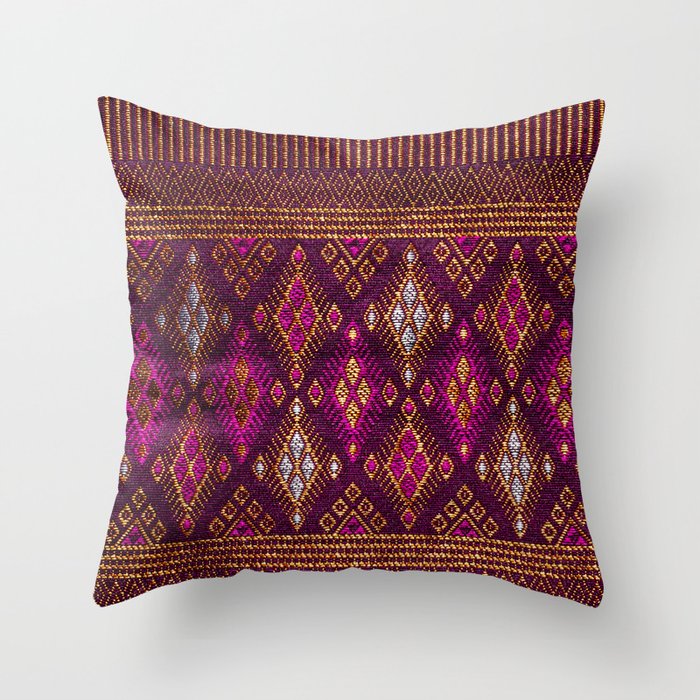 Thai style pattern of Thai silk faric Throw Pillow