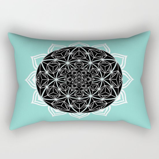 Teal Mandala Rectangular Pillow