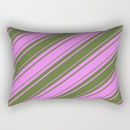 [ Thumbnail: Violet and Dark Olive Green Colored Lines/Stripes Pattern Rectangular Pillow ]
