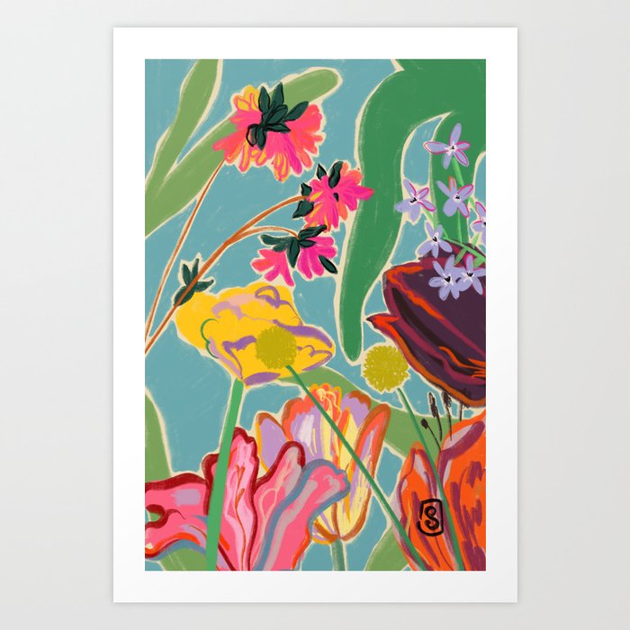 Society6 ケース FLORAL FANTASY Bold Abstract Flowers Acrylic Flowers Art Prints, Framed & Recessed | Society6