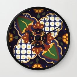 Ornamental floral classic mexican talavera tile Wall Clock