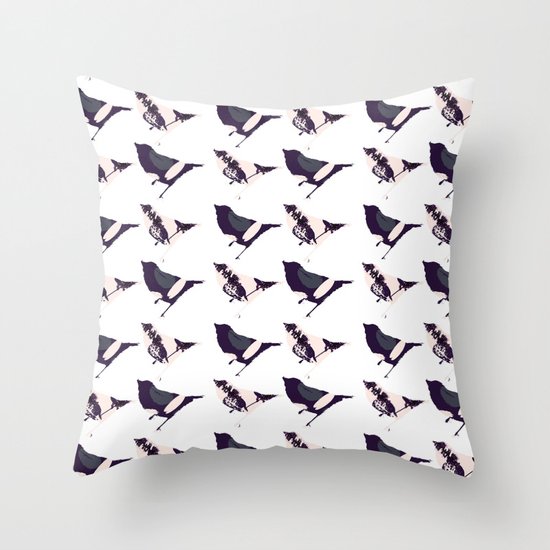 Pink and Purple Birds Throw Pillow