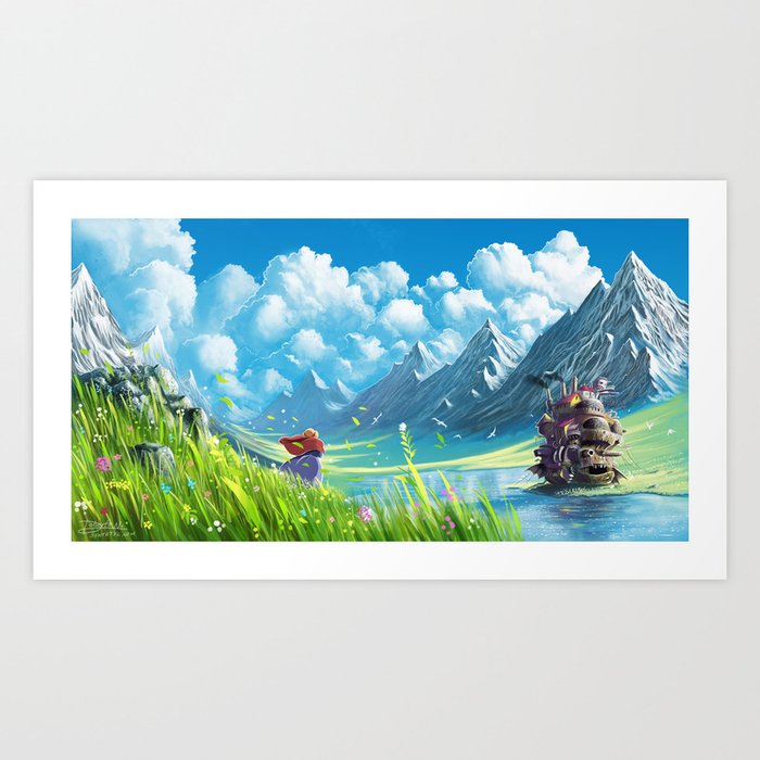 Mountains and lake Art Print