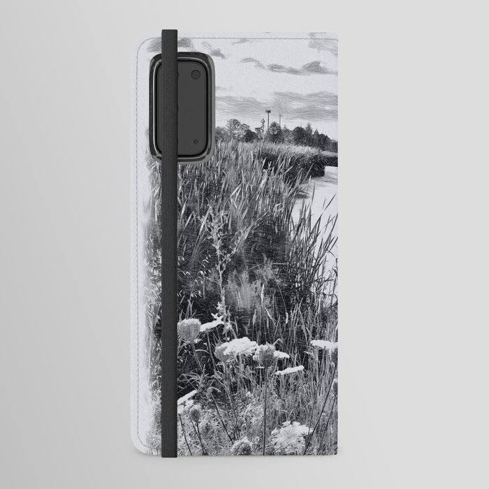 Wetlands black and white sketch Android Wallet Case
