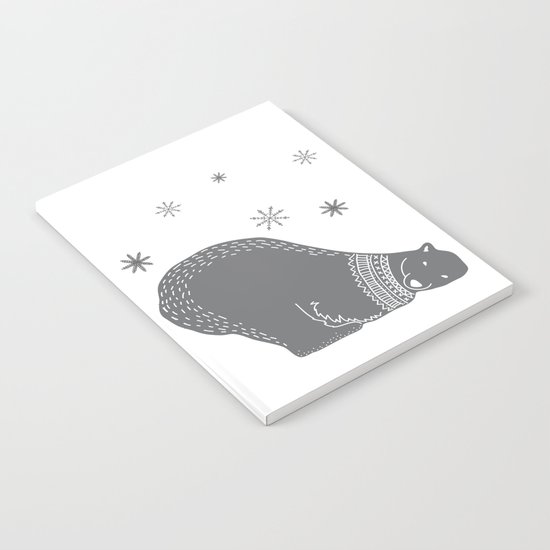 Merry christmas- Polar bear - Animal Watercolor Illustration Notebook