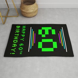 [ Thumbnail: 60th Birthday - Nerdy Geeky Pixelated 8-Bit Computing Graphics Inspired Look Rug ]
