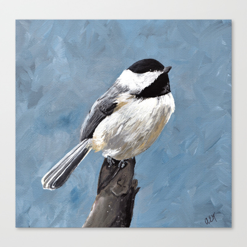 Chickadee Original Acrylic Art On Canvas Bird Painting Chickadee