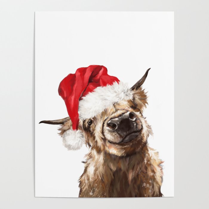 Christmas Highland Cow Poster