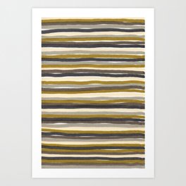 Camouflage colors horizontal striped pattern - brown and green stripes Art Print