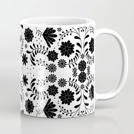 Black Mexican Flowers Coffee Mug