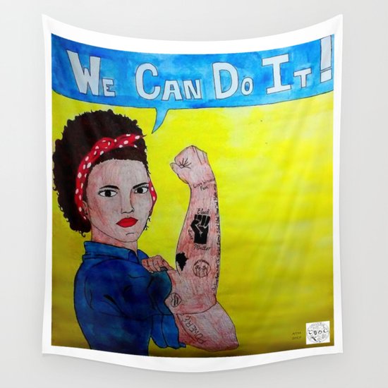 Black Rosie The Riveter Wall Tapestry By