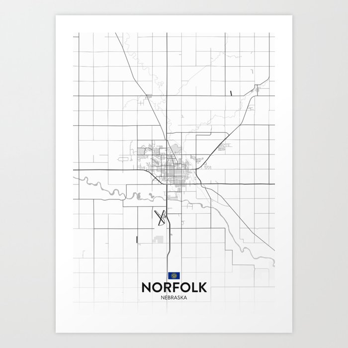 Norfolk, Nebraska, United States - Light City Map Art Print