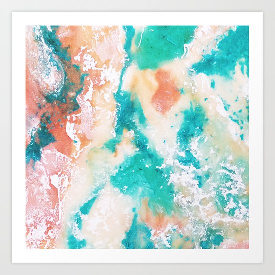 Sea Foam and Pink Abstract Art Print