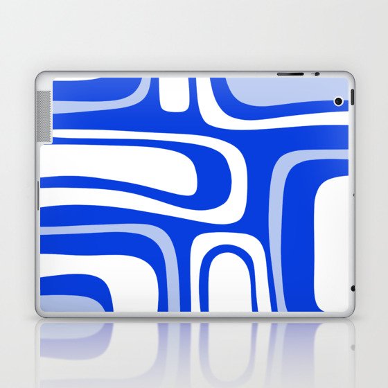 Mid-Century Modern Palm Springs Abstract Pattern Royal Blue Light Blue and White Laptop & iPad Skin