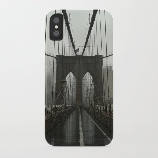 Rainy day at Brooklyn Bridge iPhone Case