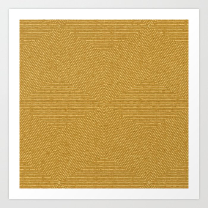 boho triangle stripes - mustard Art Print