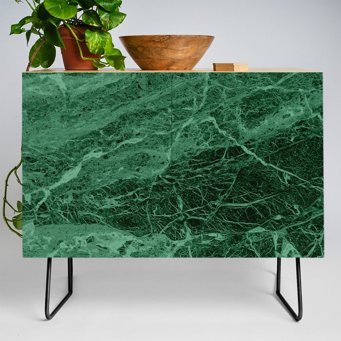 Dark emerald marble texture Credenza