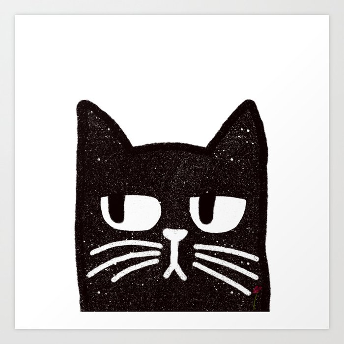 Black Bored Cat Art Print