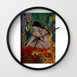 Gustav woman Wall Clock | Klimt, Colorful, Vibrant, Gustav, Woman, Geometric, Gold, Paintpens, Painting 