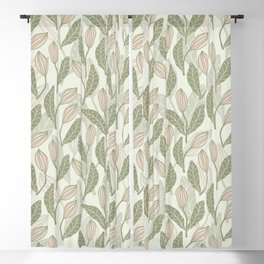 Abstract Organic Flowers in Sage Green, Blush Pink and Cream Blackout Curtain