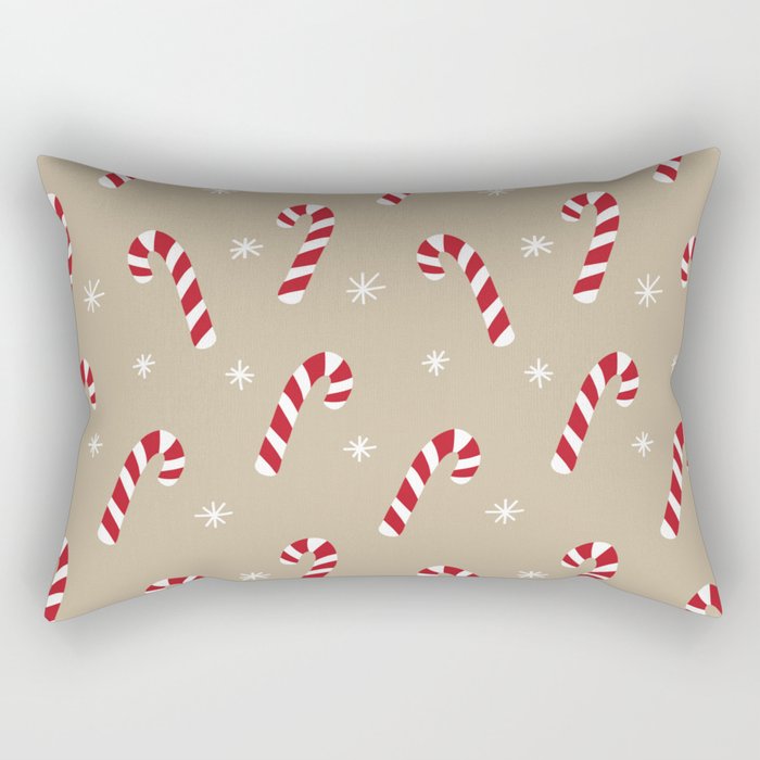 Candy Cane Pattern (tan, red, white) Rectangular Pillow