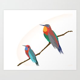 Hummingbird pair "beija-flor" Art Print