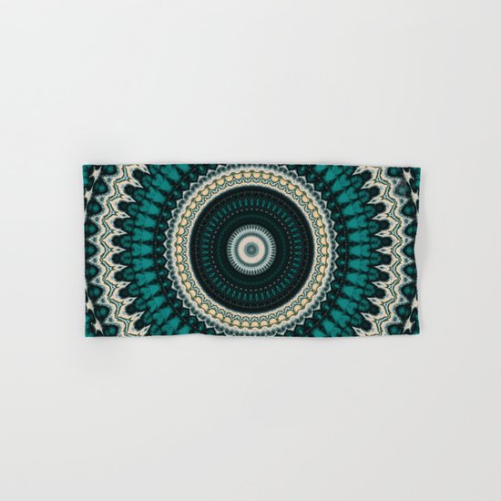 Mandala Fractal in Teal Study 01 Hand & Bath Towel