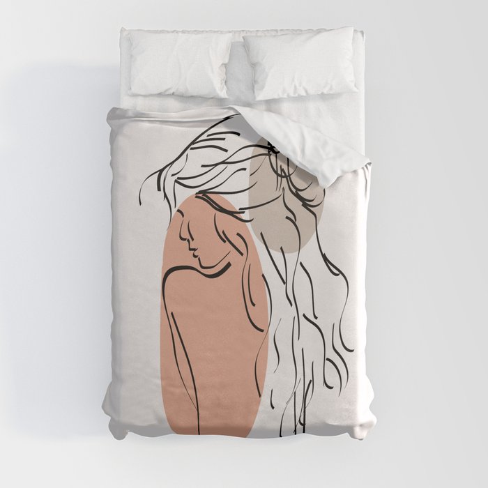 Woman Minimalist Line Art Duvet Cover