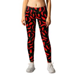 Red Chilli Peppers Pattern Leggings