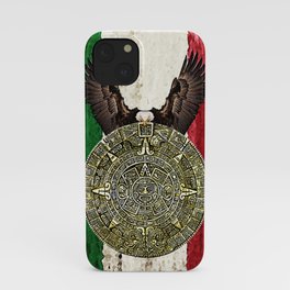 MEXICAN EAGLE AZTEC CALENDAR FLAG iPhone Case