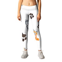 Watercolor orange black white cute animals Leggings | Cute, Dogpaws, Cuteanimals, Dogpattern, Pawssilhouette, Cutefox, Pinkwater, Animal, Fox, Drawing 