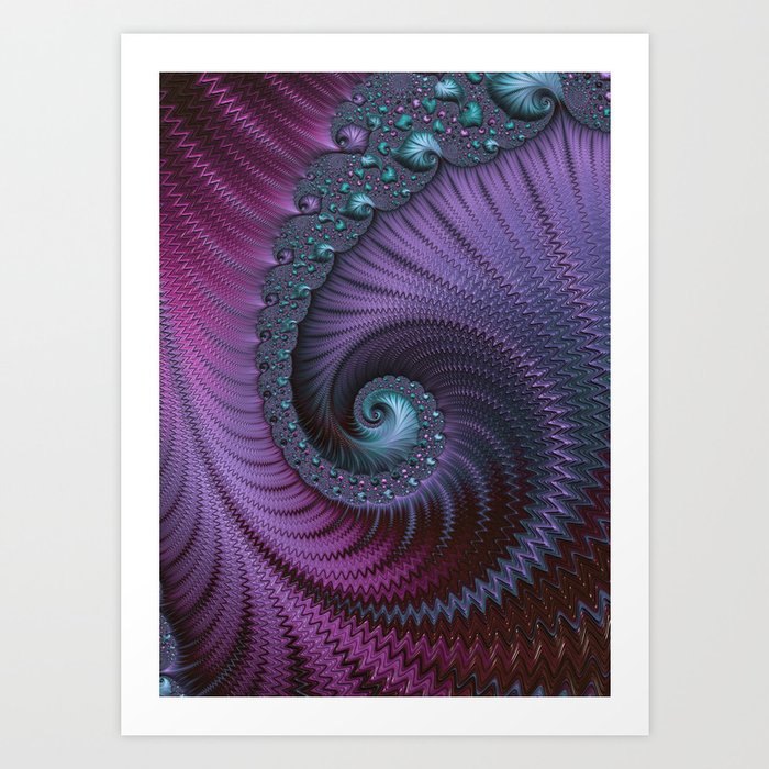 Fantastic Fractal Fantasies Purple And Teal Art Print